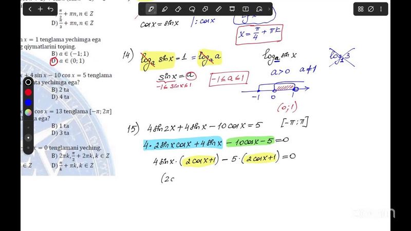 Trigonometriya 6-7-testlar
