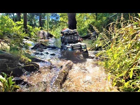 RC Car RC4WD D90 LandRover Defender Forest Creek Trail Ride