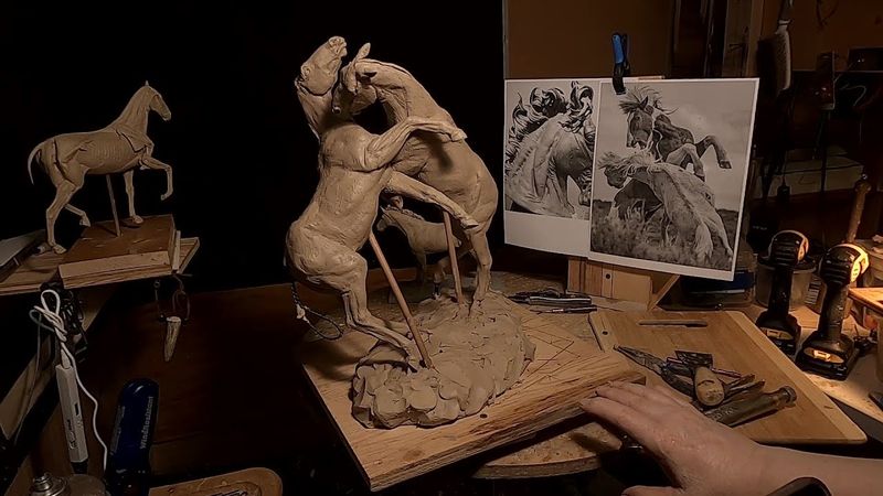 BATTLING FOR DOMINANCE   Joining the Two Battling Horses Together Today