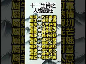 【十二生肖之人緣最旺】#生肖 #十二生肖 #運勢