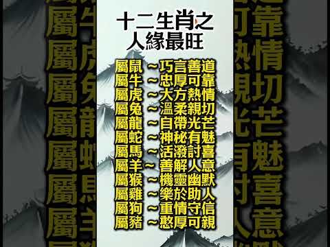 【十二生肖之人緣最旺】#生肖 #十二生肖 #運勢