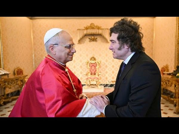 Pope Leo XIV welcomes Argentine President Javier Milei at Vatican