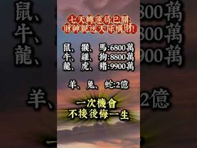 【七天轉運局已開，財神親送天降橫財！】一次機會 不接後悔一生！看了，轉發分享好運來！#生肖 #財運 #運勢 #屬相 #風水 #命理