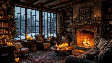 Winter Whispering Cabin ❄️✨ Cozy Fireplace & Soft Snowfall Ambience for Sleep, Study & Relaxation