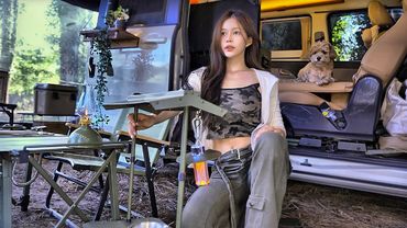 🚙 270度旋转帐篷里的汽车露营 | 迷你面包车露营