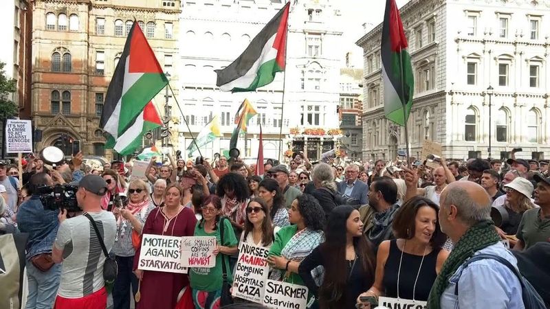 Pro-Palestinian protesters bang on pots and pans during rally in London | AFP