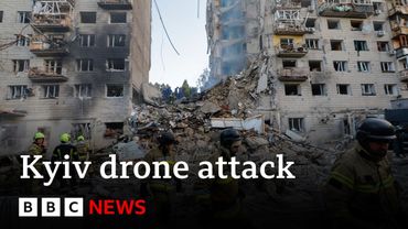 Russian missile and drone attack on Kyiv kills at least 15 people | BBC News