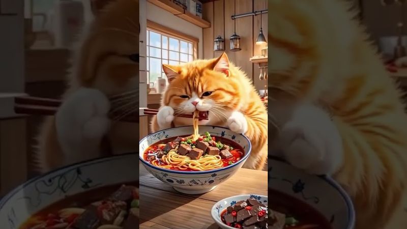 Котик нейросеть готовит