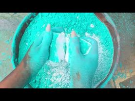 Teal mini mass crush | Oddly satisfying #gymchalkasmr