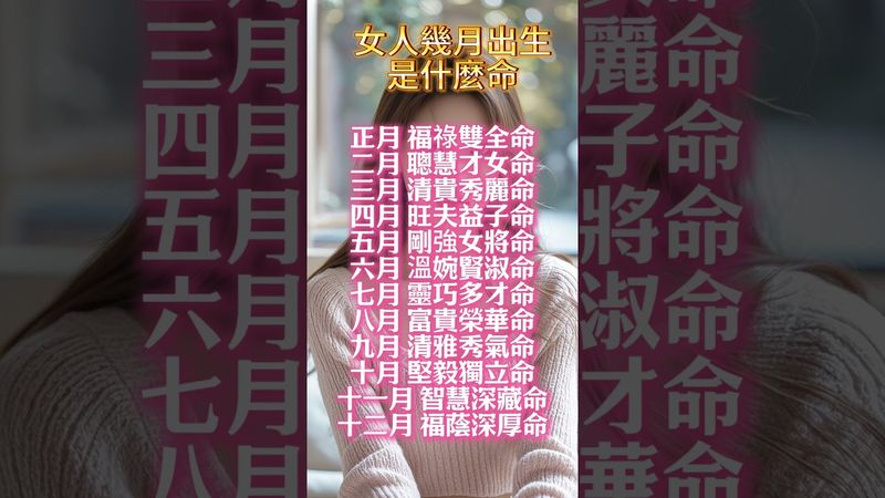 【女人幾月出生是什麼命】轉發，分享好運來！#生肖 #財運 #運勢 #屬相 #風水 #命理