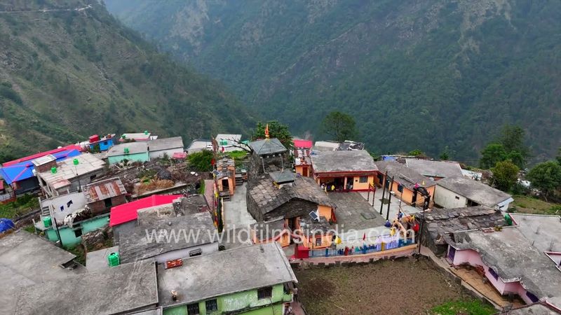 Old Rakeshwari Temple amid clutter of modern day Ransi village in Ukhimath, Rudraprayag Uttarakhand