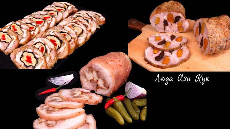 ✨ 3 Platos Festivos de Carne 🎄 Jamón, rollo de pollo, cerdo hervido con albaricoques secos