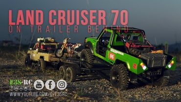 E3S-RC/ LANDCUISER TRX4 on trailer behind LC70 SCX10 /RC Landcuiser LC70 Killerbody