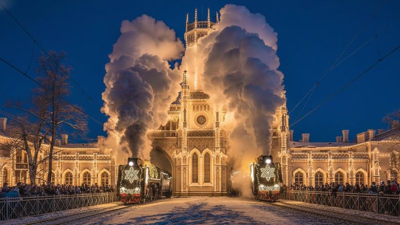 Santa Claus train in Peterhof - New Peterhof 2024