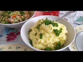 Картофельное пюре как пух!Мясо с овощами!