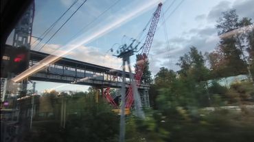 МЦД-3. Мост через канал им. Москвы и надземный переход на Левобережной