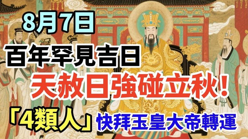 8月7日，天赦日強碰立秋！百年罕見吉日 「4類人」快拜玉皇大帝轉運 #生肖  #運勢  #玄學 #風水