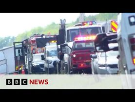 Multiple people dead and several trapped after Niagara Falls bus crash | BBC News
