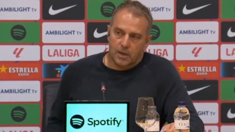 Реакция Ханси Флика после победы в матче Барселона 4:3 Реал Мадрид