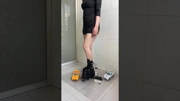 The bad sister's thick-soled boots crushed the toy car