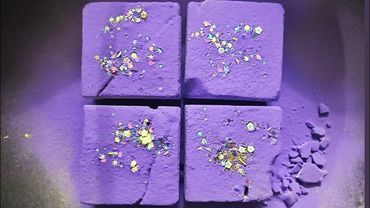 Lavender & Yellow Contrast Topping on Fresh Blocks + Flower Confetti • Soft Textured Gymchalk ASMR💛💜