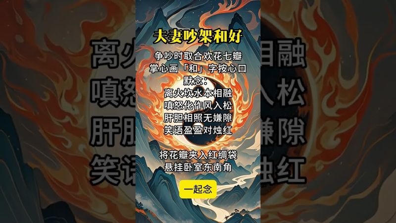 《夫妻和合》夫妻常常吵！家不家！吵不停！你就这样做！别问为什么！#正能量 #道家文化 #国学文化 #民间文化 #分享 #和合術 #夫妻 #甜蜜 #吵架 #和好 #祝由術 #祝由十三科 #口诀
