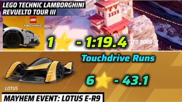 Asphalt Unite • MAYHEM EVENT LOTUS E-R9 Stage 14 • LEGO Technic Reuvelto Tour III • Touchdrive Runs
