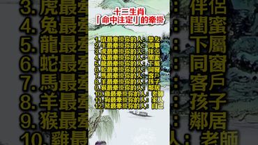 十二生肖「命中注定」的牽掛！#生肖  #運勢  #玄學 #風水