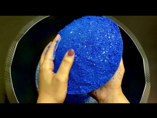 Asmr - blue glitter mix - white and blue baking soda - crunchy and soft