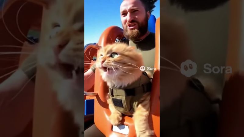 Барсик затащил меня на американские горки.Очень страшно было.#кот #барсик #юмор #атракционы #парк