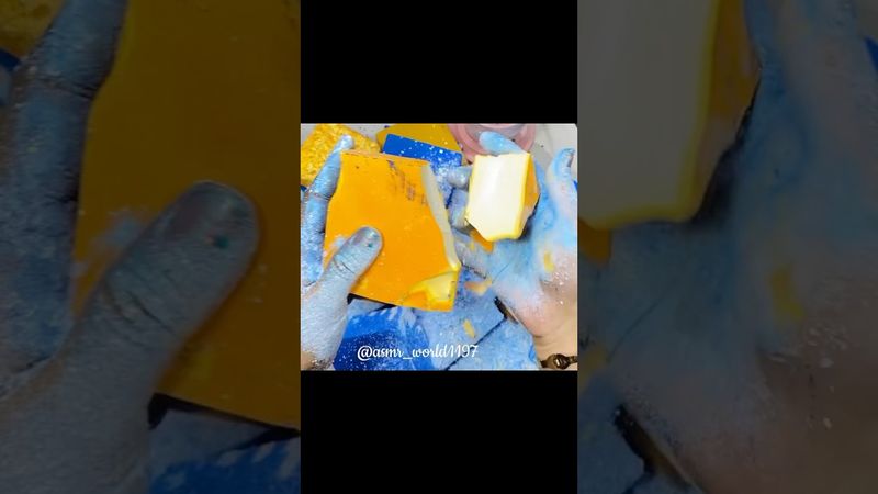 Vivid Yellow Block #relax #crunchycrumbles #oddlysatisfying #slime #satisfying #gymchalkasmr #soap