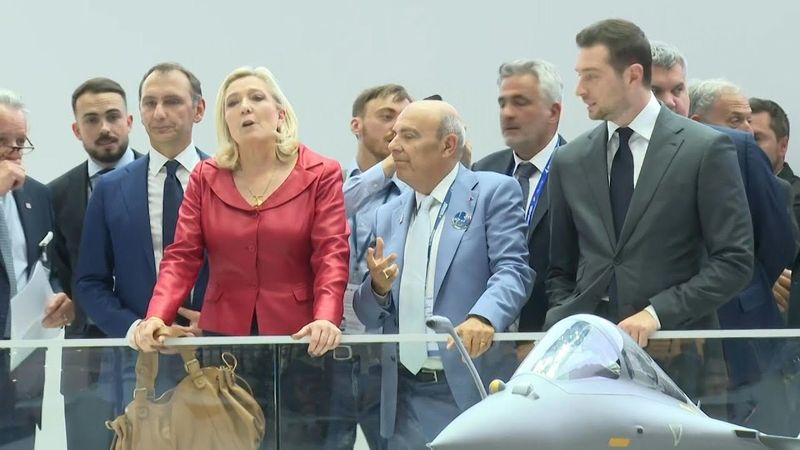 Marine le Pen and Jordan Bardella visit the Paris Air Show at Le Bourget | AFP