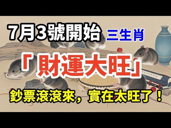 7月3號開始 三生肖「 財運大旺」 鈔票滾滾來，實在太旺了 ！