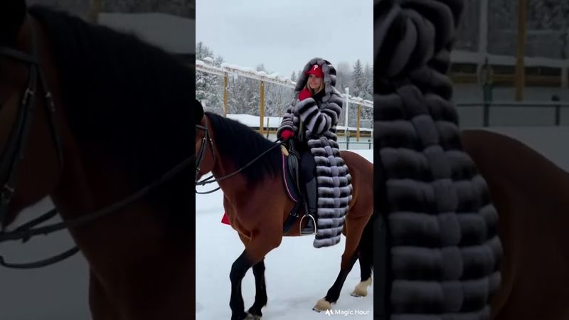 Fur coats walking horse chinchilla fur coat