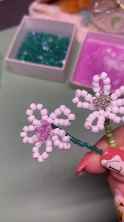 Flower beads tutorial : Sakura 🌸🌸🌸 #flowerbeads #ร้อยลูกปัด #ลูกปัด #...