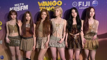 Girl group NMIXX attends iHeartRadio's 102.7 KIIS FM Wango Tango 2025 green carpet