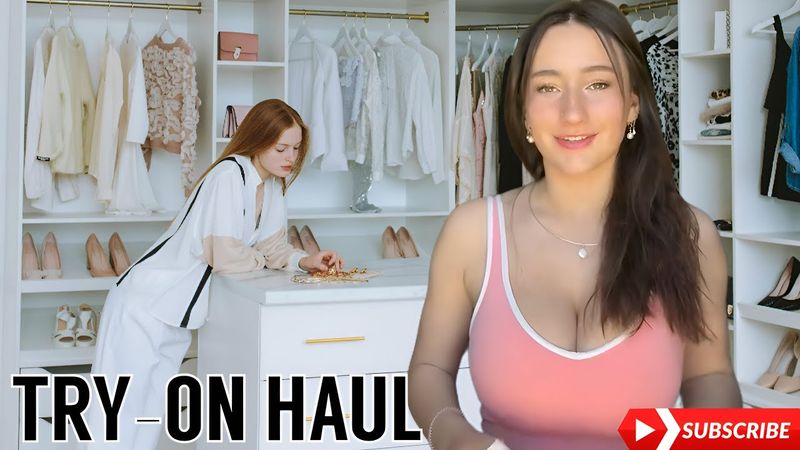 [4K] Transparent Try on haul  | No bra | Get ready with me
