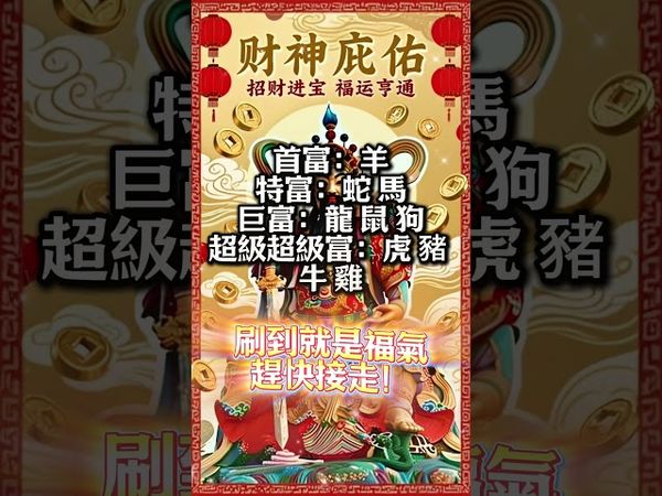 【天降橫財，只給有緣人！】刷到就是福氣，趕快接走！轉發，好運來！#生肖 #財運 #運勢 #屬相 #風水 #命理