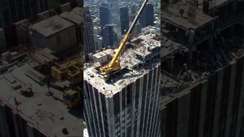 Эпичный снос небоскреба с высоты птичьего полета #демонтаж