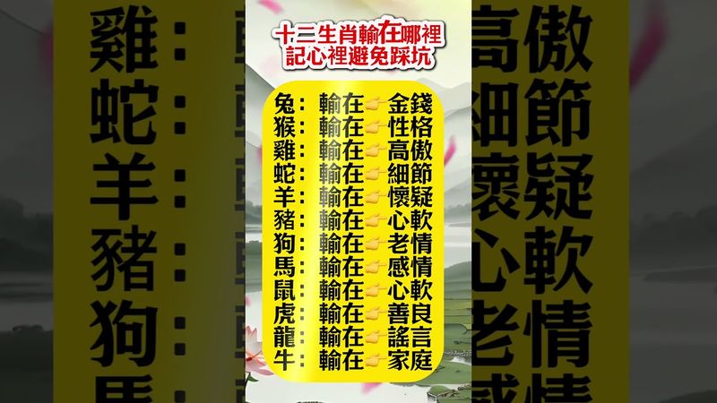 🔮 十二生肖最容易「輸在這裡」！不改，難翻身！ #易经 #人生感悟 #運勢 #生肖