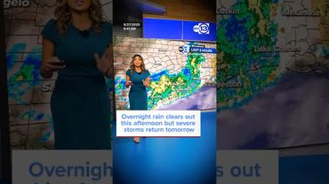 Overnight rain clears out this afternoon but severe storms return tomorrow