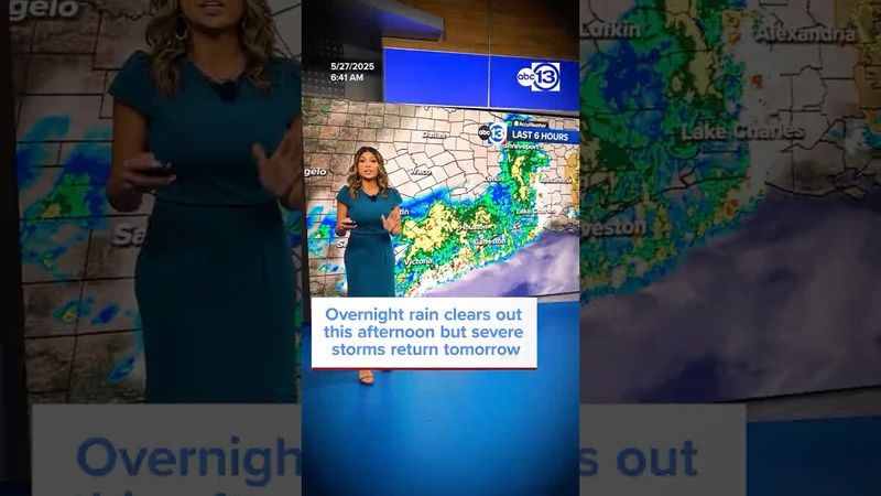 Overnight rain clears out this afternoon but severe storms return tomorrow