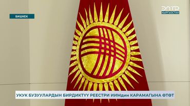 УКУК БУЗУУЛАРДЫН БИРДИКТҮҮ РЕЕСТРИ ИИМдин КАРАМАГЫНА ӨТӨТ