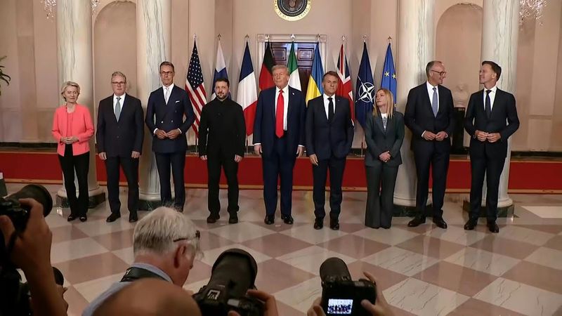 Trump and Zelensky pose for White House group photo with European leaders | AFP