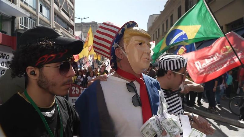 Sao Paulo protesters stage 'arrest' of Trump, Bolsonaro amid tariff threats | AFP