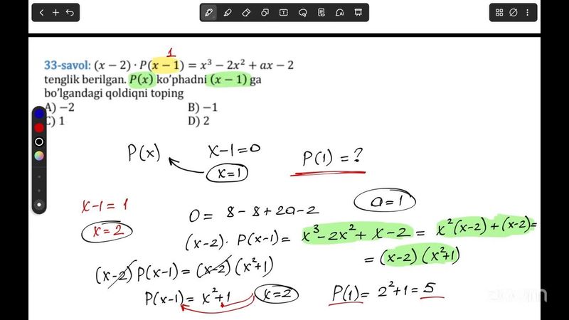 Ko'phadlar 4-5-test tahlili