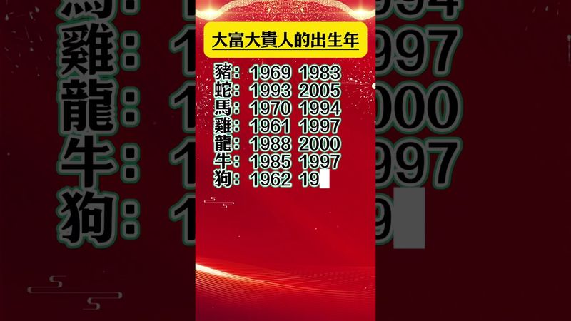 大富大貴的生肖出生年，看看有沒有你 #生肖  #運勢  #玄學 #風水