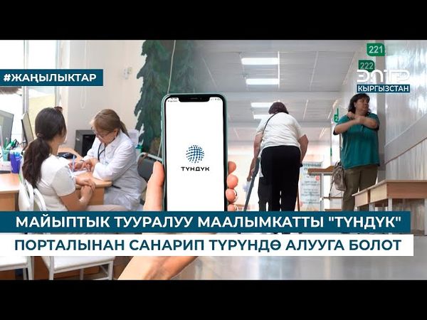 МАЙЫПТЫК ТУУРАЛУУ МААЛЫМКАТТЫ "ТҮНДҮК" ПОРТАЛЫНАН САНАРИП ТҮРҮНДӨ АЛУУГА БОЛОТ