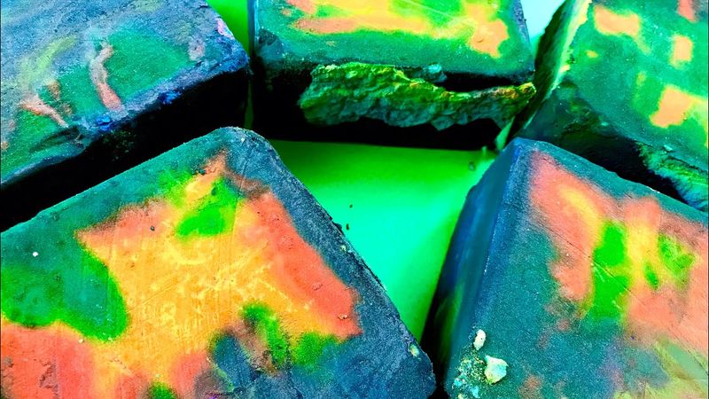 @SnowFairyASMR  Colorful Dyed Blocks | Dusty | Crunchy  Soft | Satisfying 💚💜💙🧡💕|