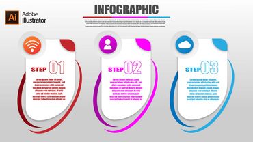 create Infographic 3 Step simple - illustrator tutorial